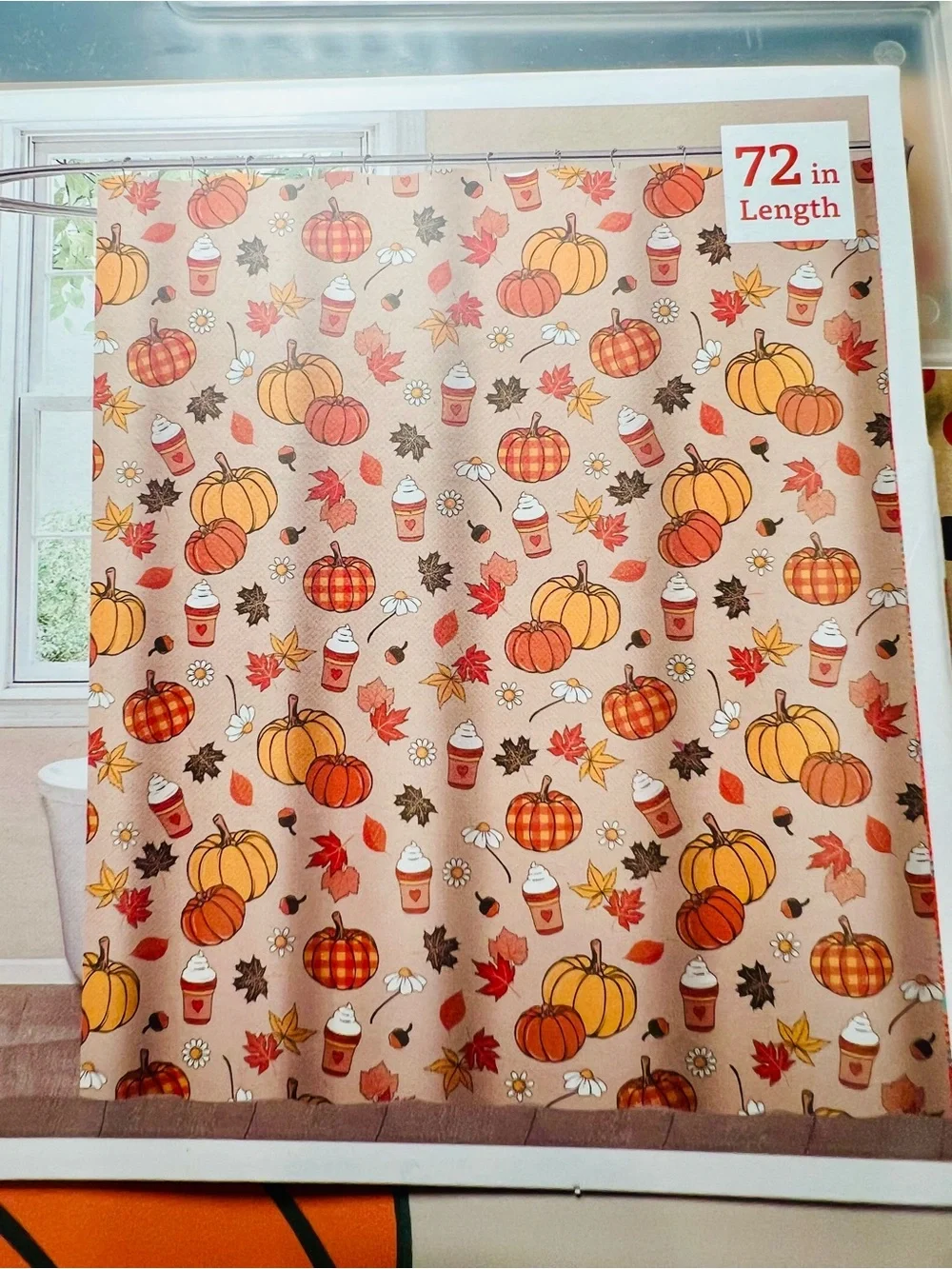 Thankful Fall Pumpkins Leaves Flowers Pumpkin Spice Latte Peva Shower Curtain